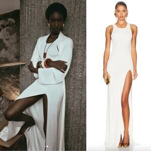 Chic White Maxi Dress with High Slit